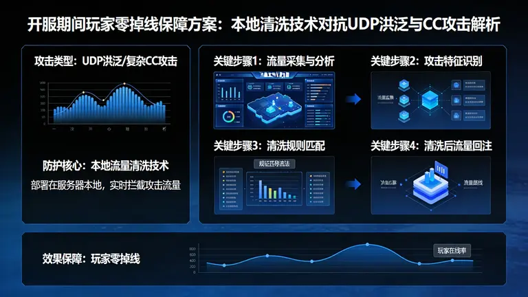 面对从UDP洪泛到复杂CC攻击，解析如何通过本地清洗技术保障开服期间玩家零掉线