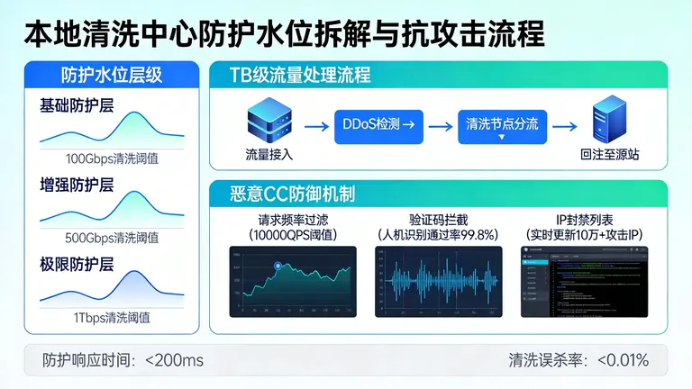 拆解本地清洗中心的真实防护水位，看懂如何抵御TB级流量与恶意CC重创