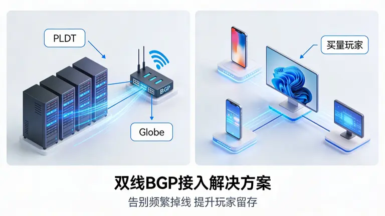 接入PLDT与Globe双线BGP，让买量获取的玩家不再因为频繁掉线而流失