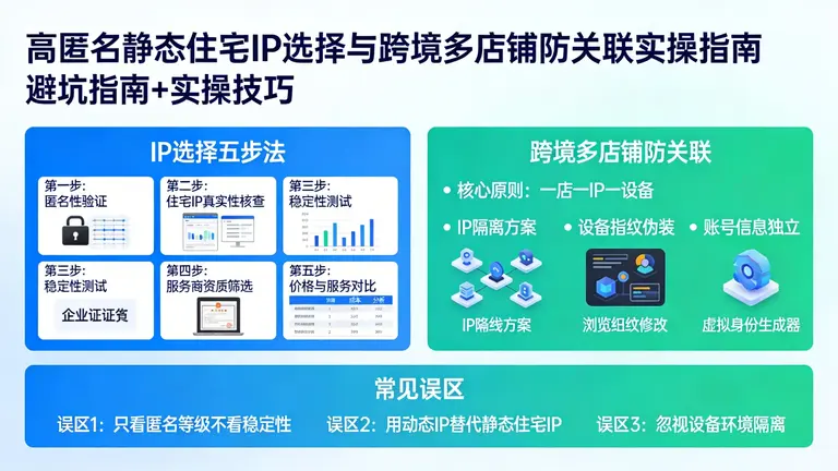 高匿名静态住宅IP怎么选才不踩坑？跨境多店铺防关联实操指南