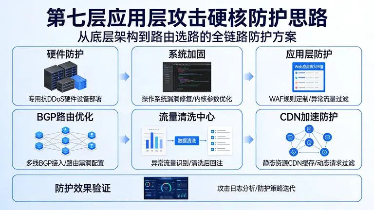针对第七层应用层攻击，提供从底层架构到路由选路的硬核防护思路