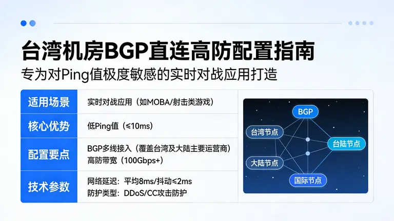 台湾机房BGP直连高防配置指南，专为对Ping值极度敏感的实时对战应用打造
