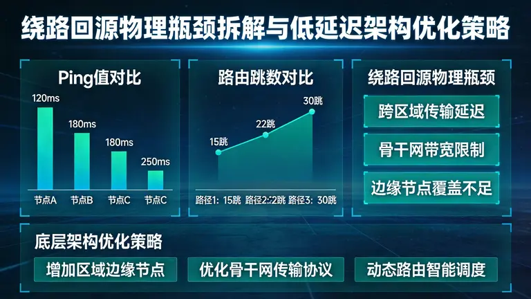 通过Ping值与路由跳数对比，拆解绕路回源的物理瓶颈，提供更低延迟的底层架构优化策略 