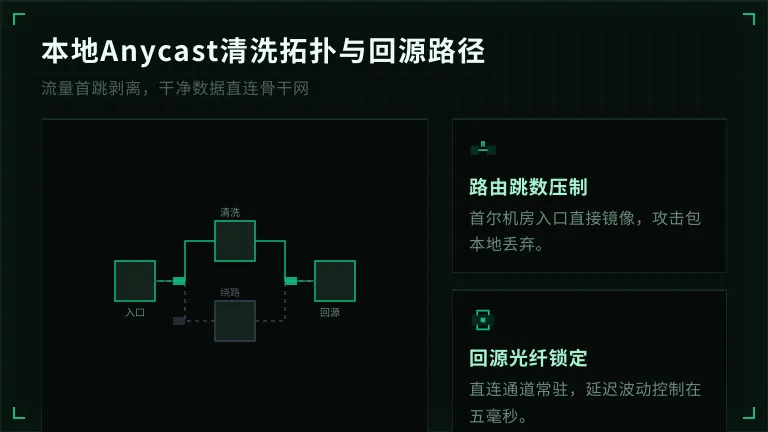 本地Anycast清洗节点与回源光纤路径