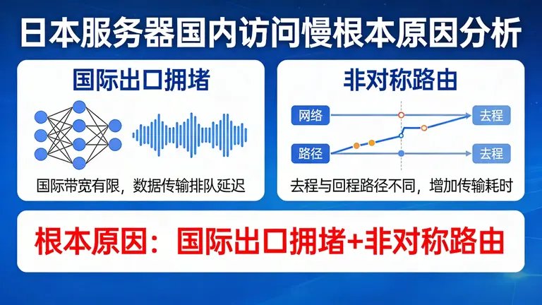 日本服务器国内访问慢的根本原因在于国际出口拥堵与非对称路由