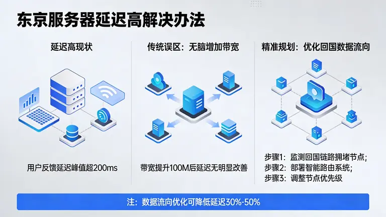 东京服务器延迟高解决办法往往不是无脑增加带宽，而是需要精准规划回国数据流向