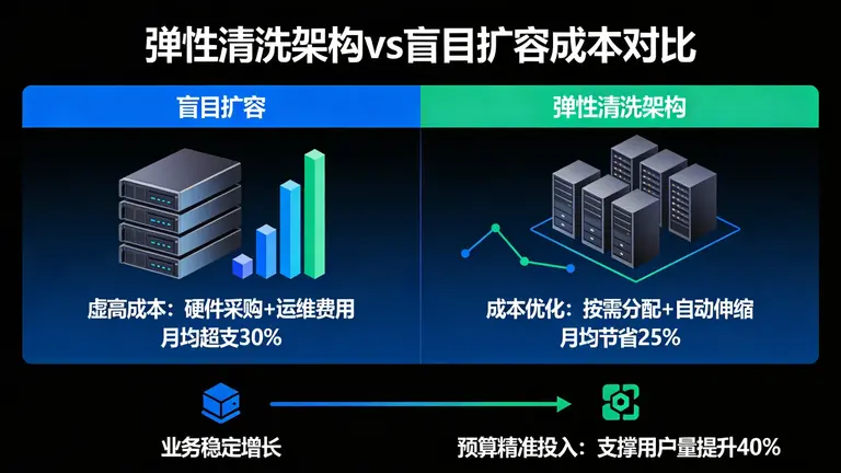 认清盲目扩容带来的虚高成本，转向弹性清洗架构，让每一分预算都花在业务稳定增长上