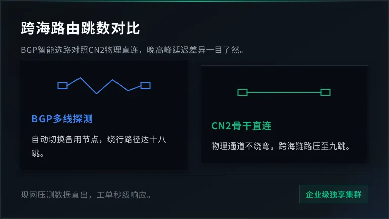 跨海BGP路由与CN2直连路径对比
