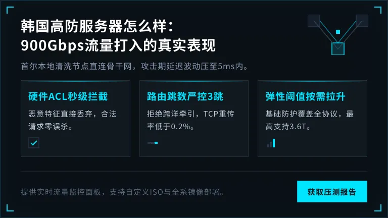 韩国高防服务器怎么样：900Gbps流量打入的真实表现