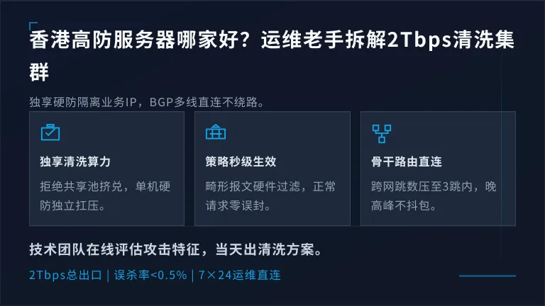 香港高防服务器哪家好？运维老手拆解2Tbps清洗集群