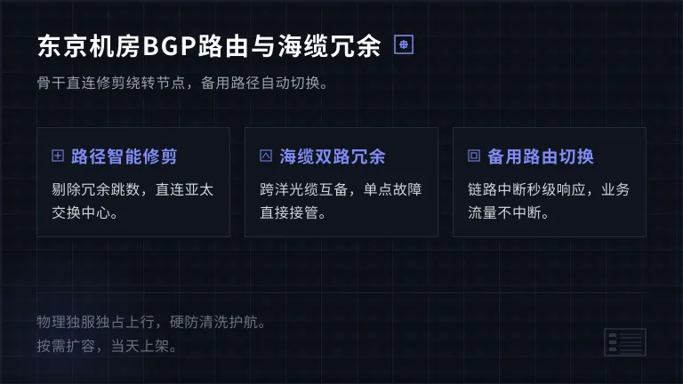 东京机房BGP多线路由与海缆冗余