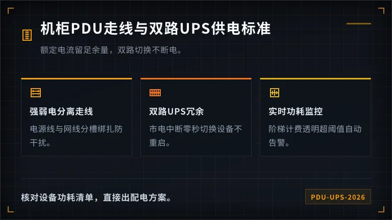 机柜PDU走线与双路UPS