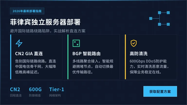 菲律宾独立服务器 2026年部署指南，如何避开绕路陷阱？