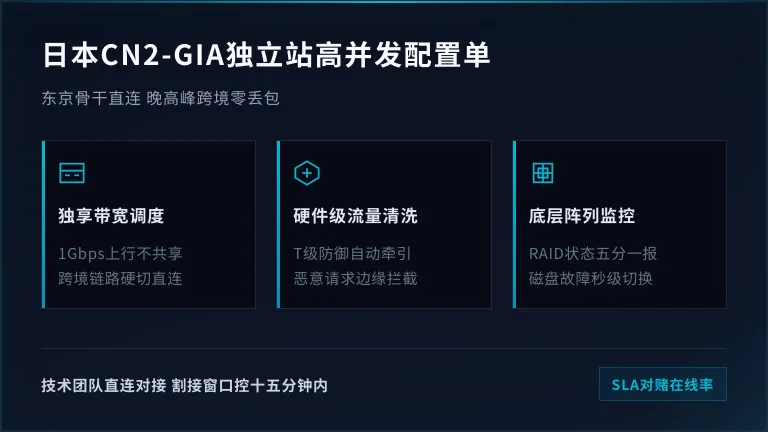 日本服务器租用cn2-gia 独立站并发承载配置单
