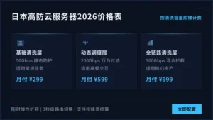 日本高防云服务器2026价格表：按清洗容量阶梯计费