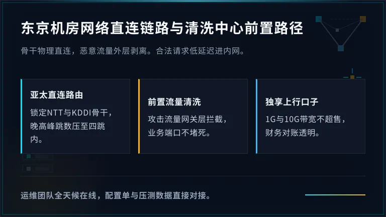 东京机房网络直连链路与清洗中心前置路径