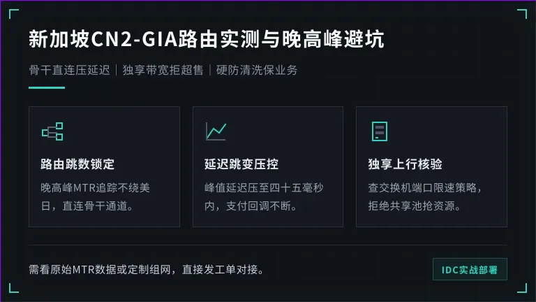 新加坡cn2-gia服务器3大路由实测与晚高峰避坑