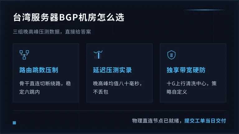 台湾服务器bgp机房怎么选：3组压测数据直接给答案