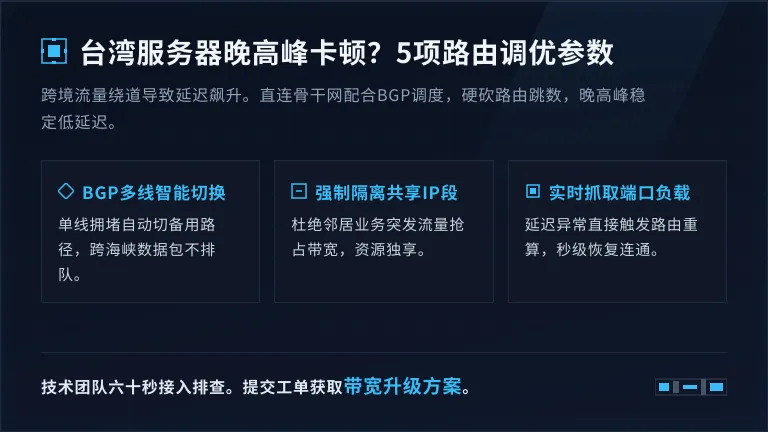 台湾服务器访问慢晚高峰卡？5项底层路由调优参数