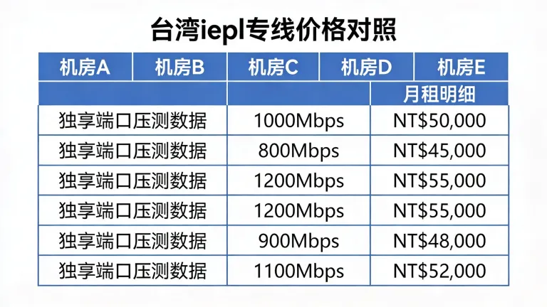 台湾iepl专线价格对照：5个机房独享端口的压测数据与月租明细