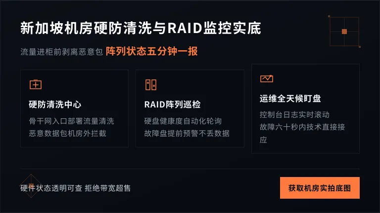 新加坡机房硬防清洗中心或RAID监控面板