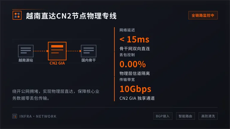 越南服务器到国内延迟高怎么办?3套抗丢包配置清单 2 越南服务器数据包直达CN2节点