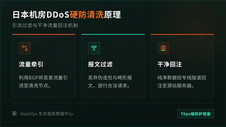 日本机房DDoS硬防清洗设备工作原理