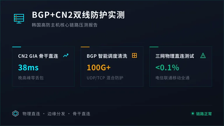 韩国高防主机购买 BGP+CN2双线防护实测报告
