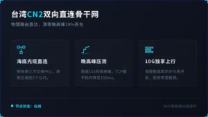 台湾服务器cn2双向直连骨干网,解决晚高峰18%丢包率