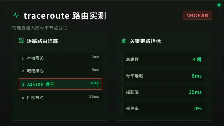 直连大陆的AS4809节点，不绕路