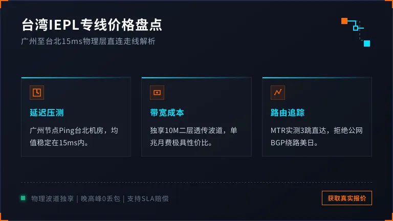 台湾iepl专线价格盘点：广州到台北15毫秒的物理层走线