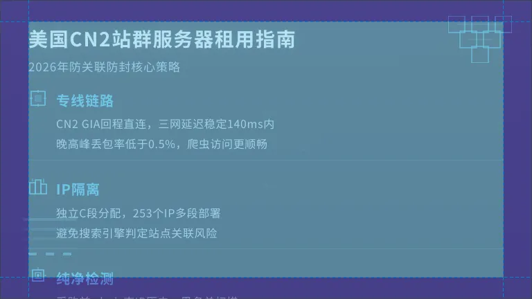 美国cn2站群服务器租用指南：2026年如何避免IP被K和站点关联
