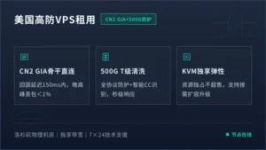 美国高防vps租用 CN2 GIA线路+500G防护方案