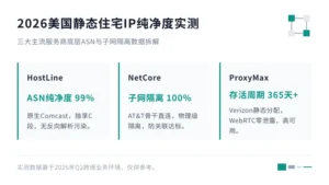 美国静态住宅ip推荐：2026年TOP3服务商IP纯净度实测报告