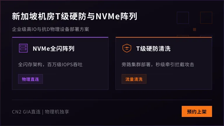 新加坡机房T级硬防清洗设备或NVMe阵列机柜
