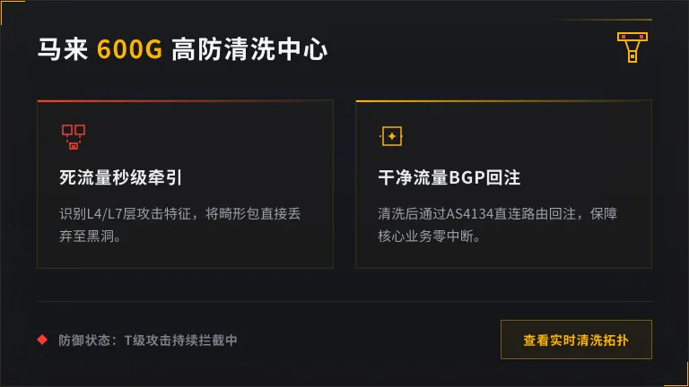 马来西亚600G DDoS流量清洗中心