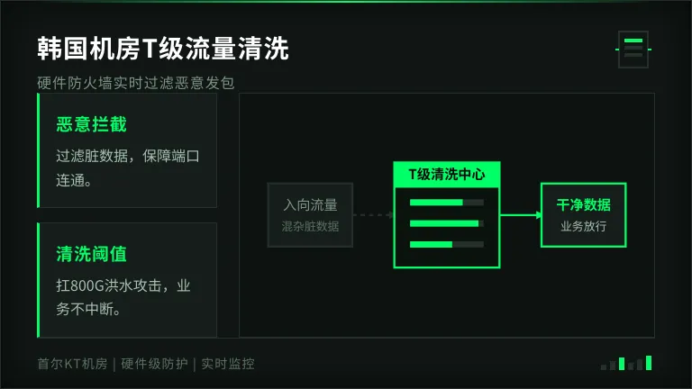韩国机房硬件防火墙T级流量清洗