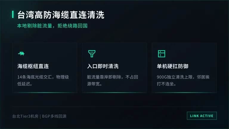 台湾高防服务器海缆登陆站与本地清洗中心 