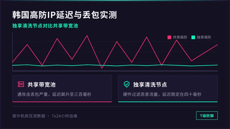 韩国高防IP丢包率与延迟波动