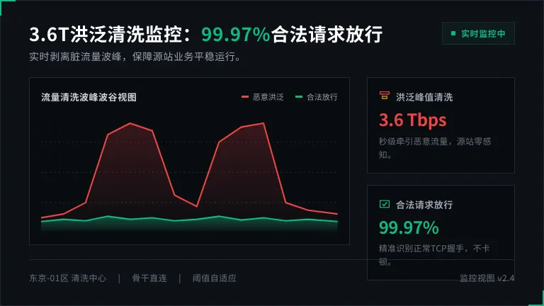 3.6T洪泛攻击流量清洗实时监控