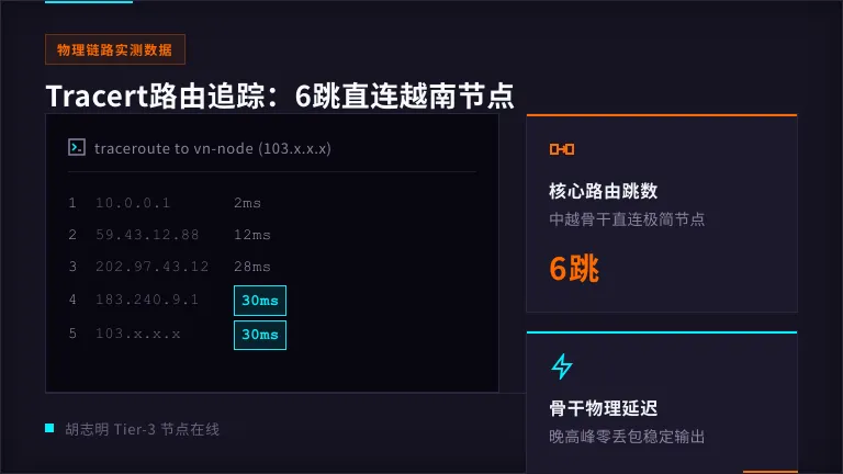 越南服务器Tracert路由追踪的终端