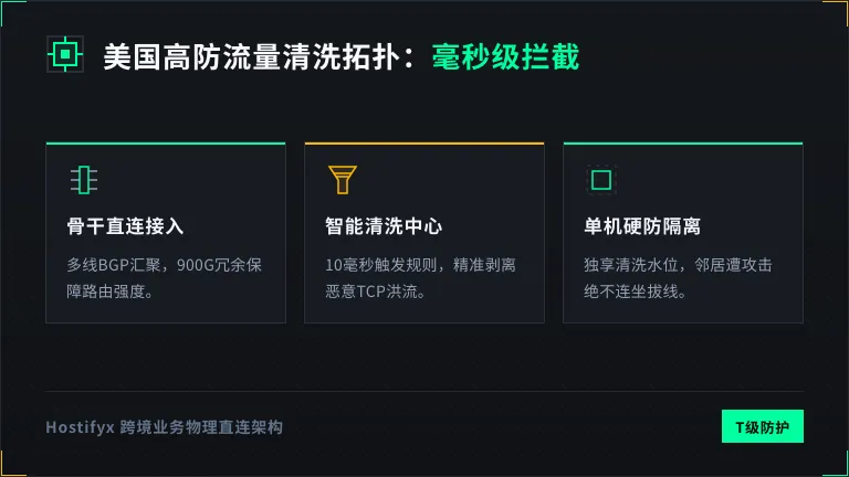 美国高防服务器流量清洗拓扑图 