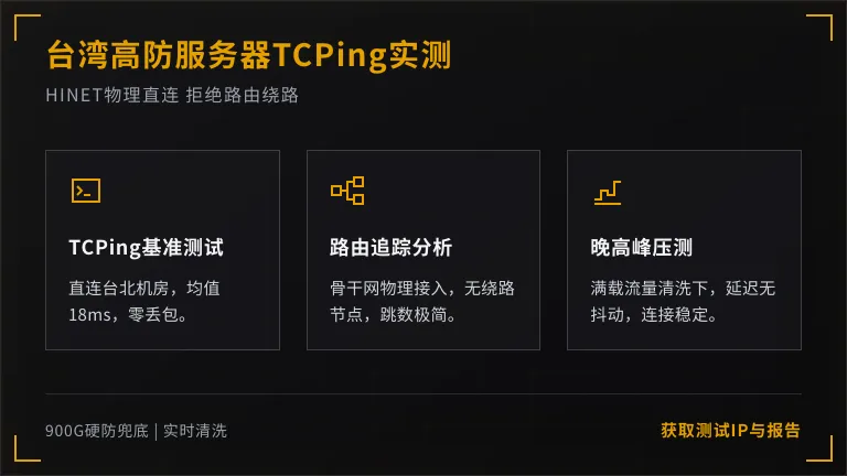 台湾高防服务器TCPing真实延迟实测
