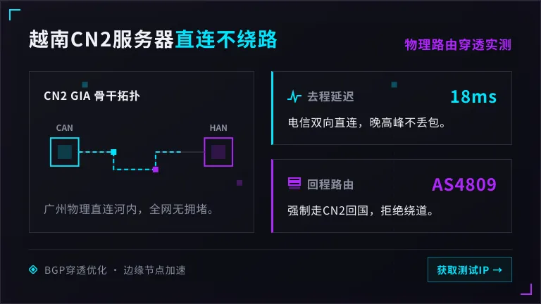 越南CN2服务器直连不绕路