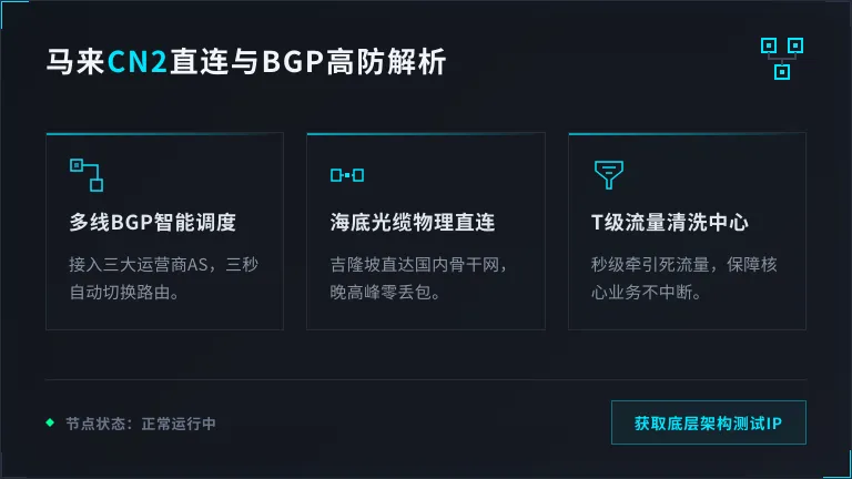 马来西亚服务器回国cn2怎么选？BGP多线冗余与DDoS防御解析