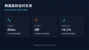 韩国高防服务器延时高吗?防DDoS不掉线的真实数据