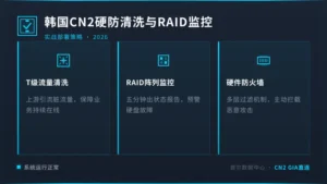 韩国服务器cn2线路防DDoS策略：硬防清洗与RAID磁盘组监控