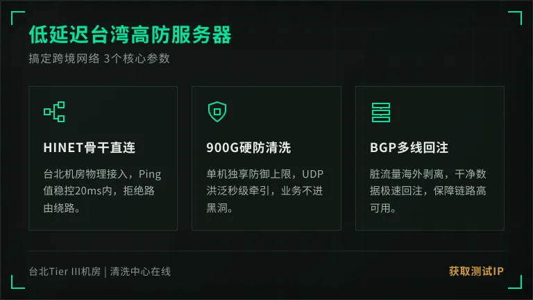 低延迟台湾高防服务器搞定跨境延迟，3个要命参数