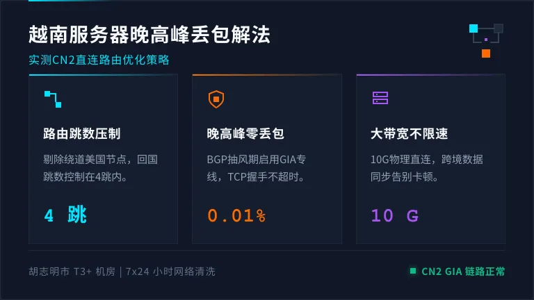 越南服务器延迟高怎么办？实测CN2直连降低80%丢包率