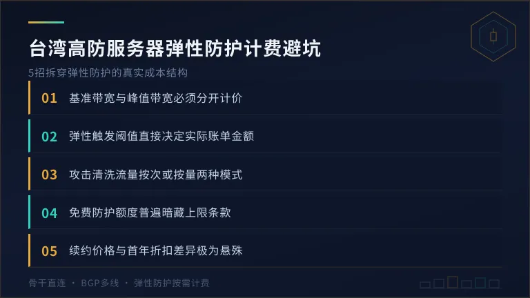 台湾高防服务器租用价格陷阱，5招看懂弹性防护计费套路